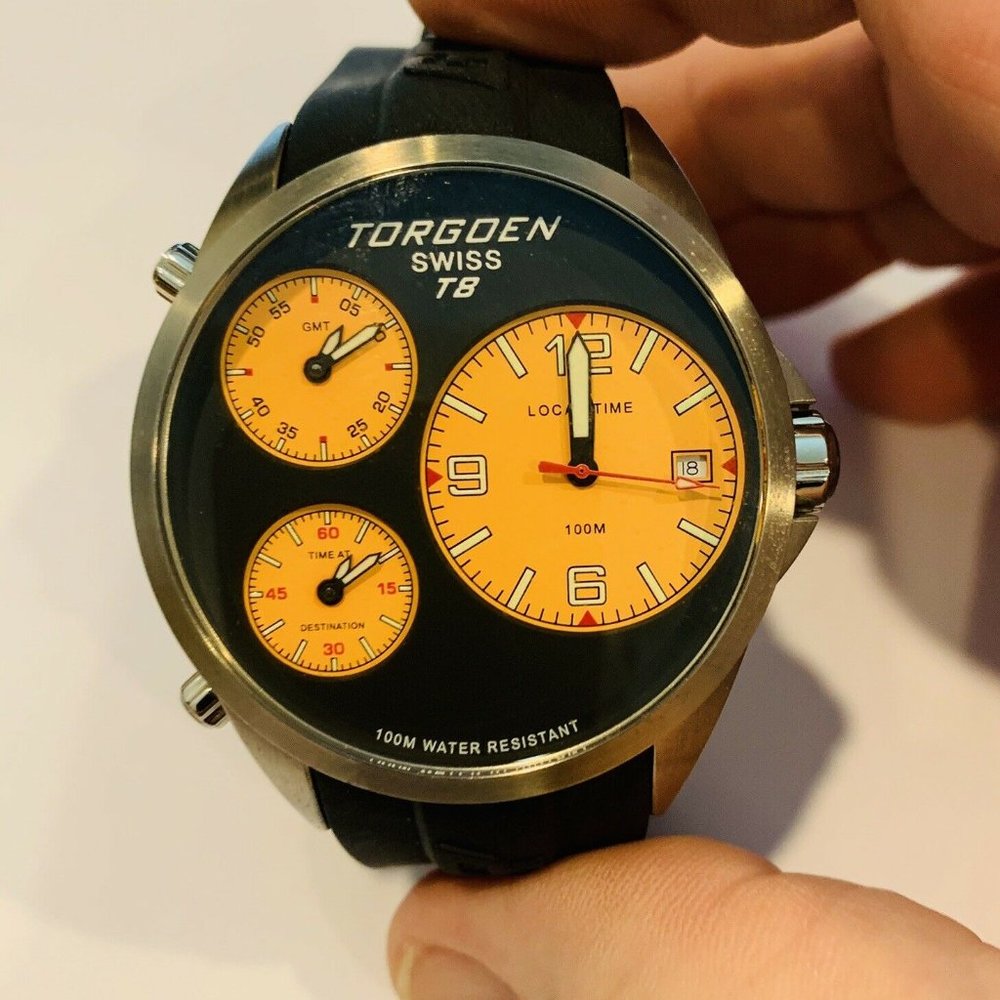 Torgoen T8 Pilot Watch - 3 Time Zones - Mint